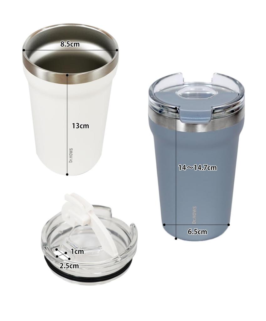 Japan Limited Stainless Steel Insulating Water Bottle Korean Stylish Tumbler 354ml Straw Usable Lid Included Dr.HOWS (Doctor House) Cold/Heat (Gray)