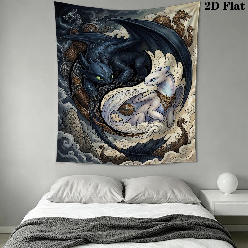 How to Train Your Dragon Wall Tapestry Aesthetic Wall Hanging Printed Fabric Blanket Decorative Tapestries for Bedroom Living Room Home Decor