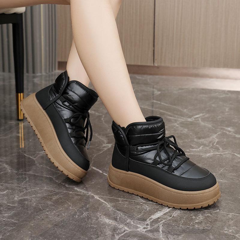 K2905 Women's High-Top Thick-Soled Velvet-Lined Cotton Shoes for 2024 Autumn/Winter