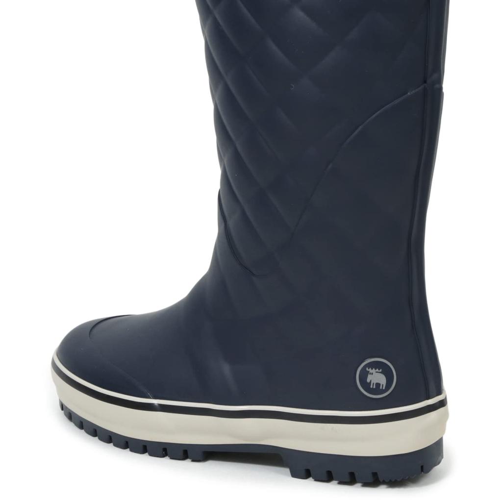 Mozu Quilted Embossed Rain Boots with Urethane Cushion Size Small Women's Lining, Navy,