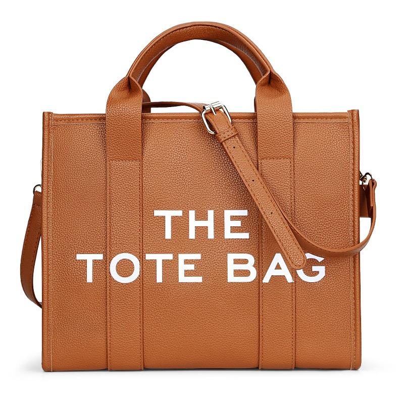 New Women's Bag Canvas Pu Solid Color Letter Tote Bag Simple Casual Large Capacity Handbag Shoulder Bag Women