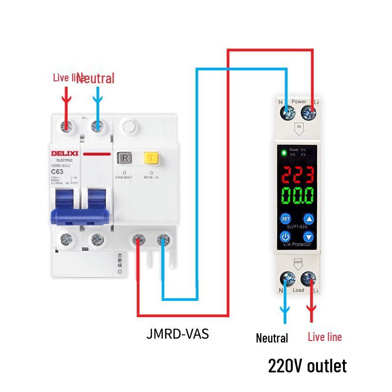 Adjustable Over/Under Voltage & Overcurrent Protector with Dual Break Metering & Self-Resetting Overload Limiter – Single/Three-Phase Compatible
