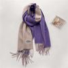 Autumn and winter new solid color cashmere scarf women's high-end sense thickened warm double-sided two-color fringed shawl scarf