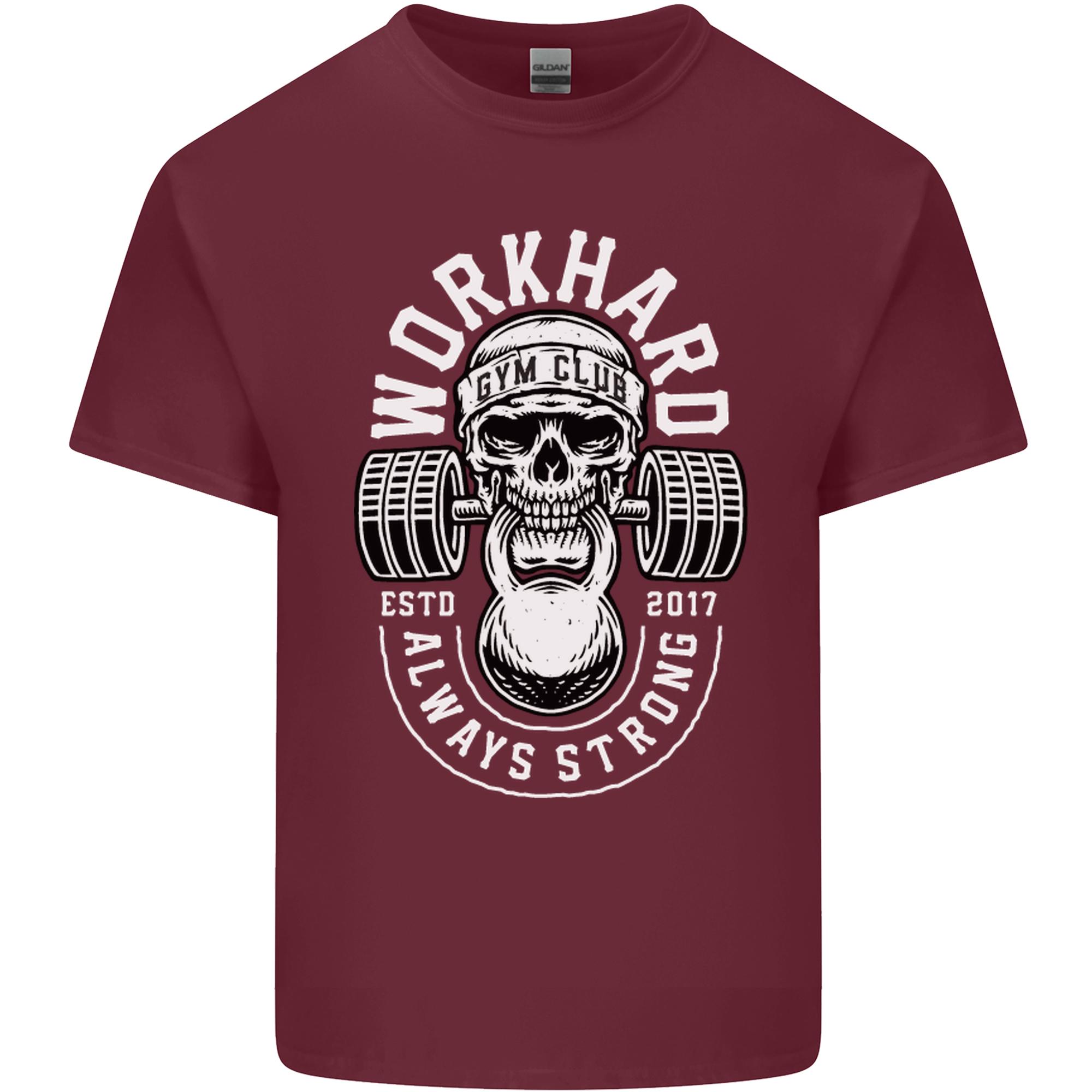 Work Hard Gym Training Top Workout Weights Unisexs Light Cotton TShirt S