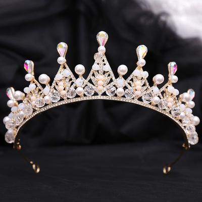 Braut der Koreanische handgemachte perle krone beliebte kristall schmuck prinzessin stirnband legierung strass krone