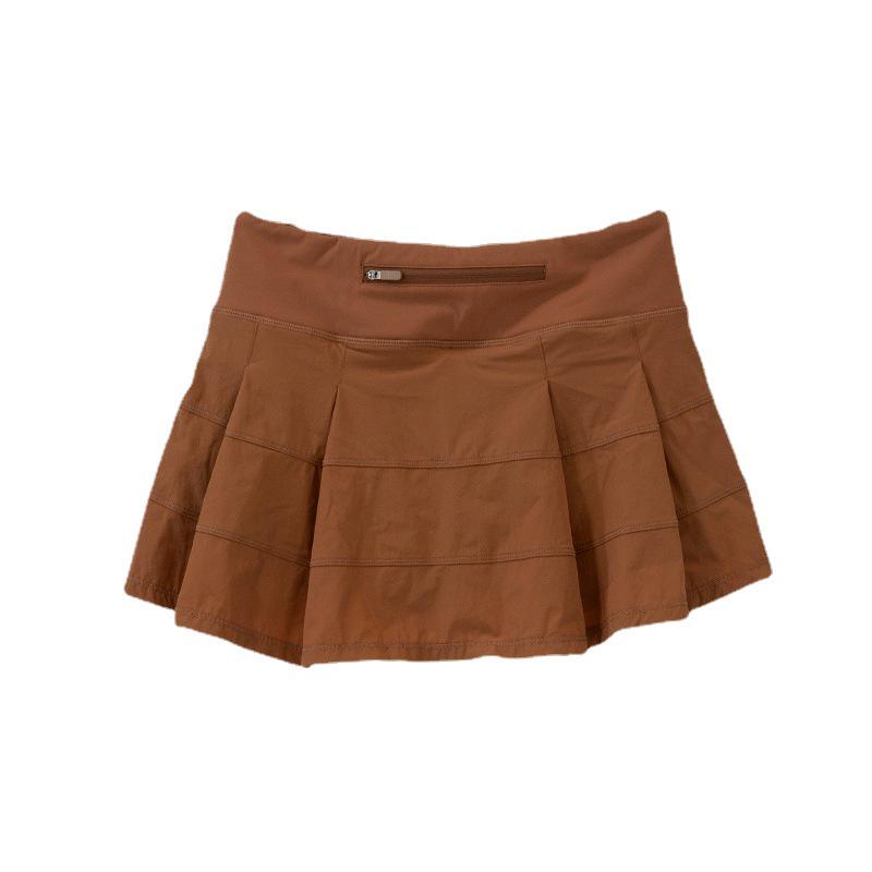 Women's Nude-Fabric Pleated Tennis Skirt with Built-In Shorts – Versatile and Anti-Exposure Design for Outdoor Activities