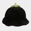Small fresh and cute pumpkin hat female warm tide plush fungus edge bucket hat autumn and winter sunshade basin hat