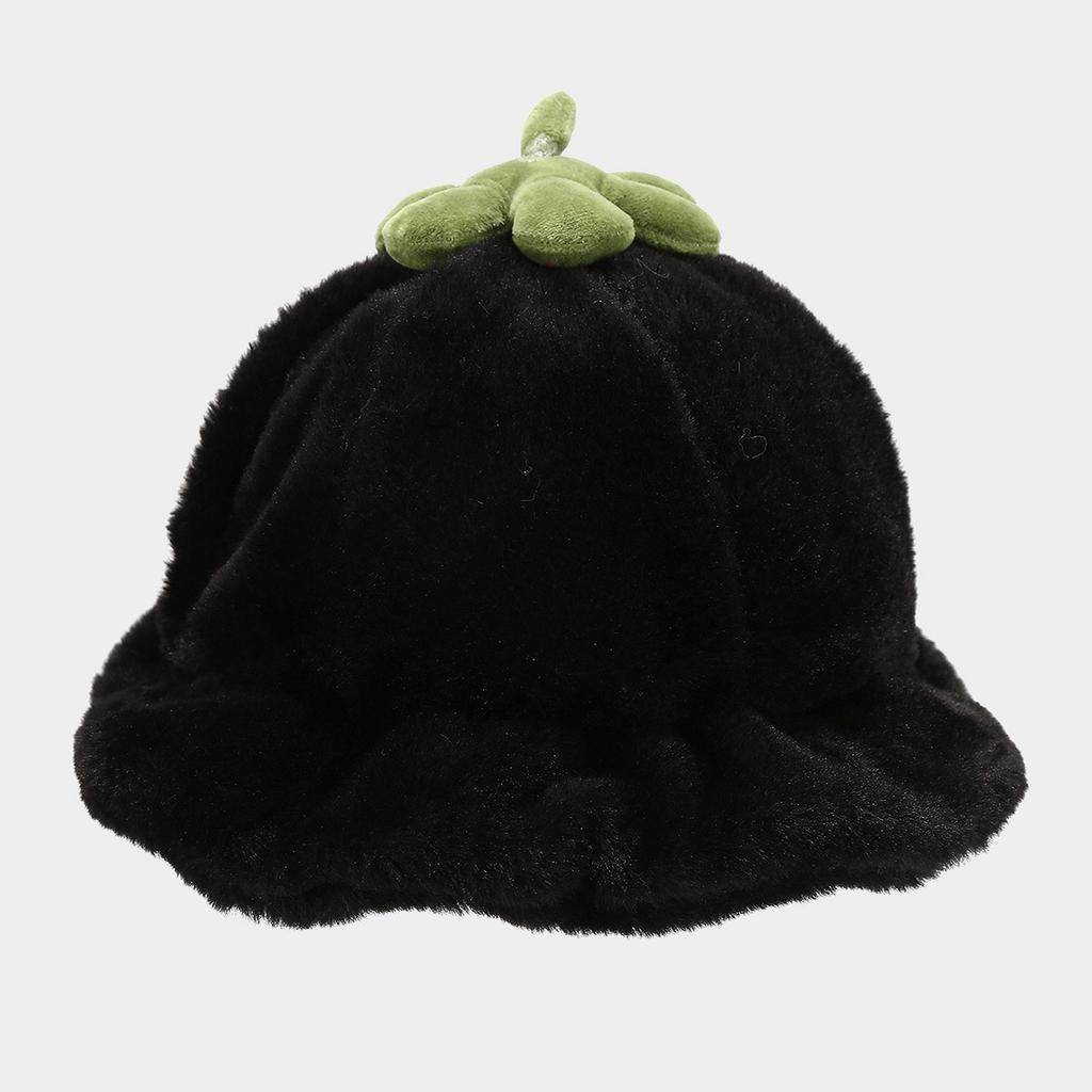 Small fresh and cute pumpkin hat female warm tide plush fungus edge bucket hat autumn and winter sunshade basin hat