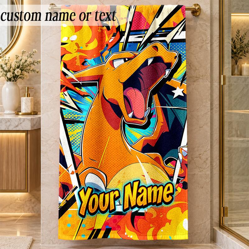 Beach TowelPokémon Custom Name Text Personalized Soft Towel for Beach Pool Indoor Home Decor Gift