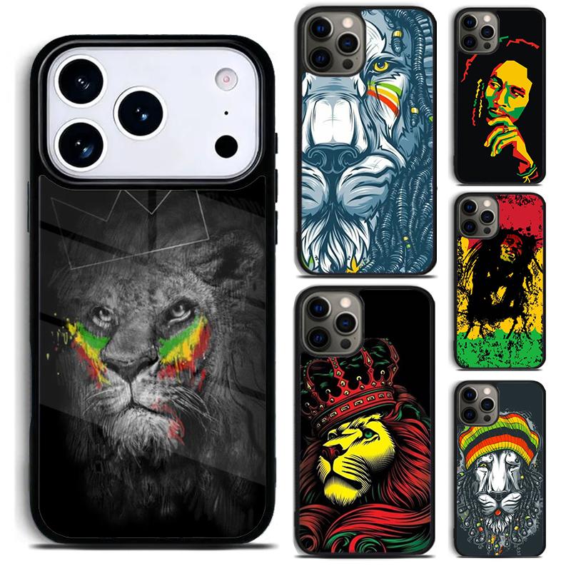 Rasta Lion Reggae Bob Marleys Phone Case for iPhone 17 16 15 Pro Max Air 14 13 12 11 Plus Shockproof Capa Cover
