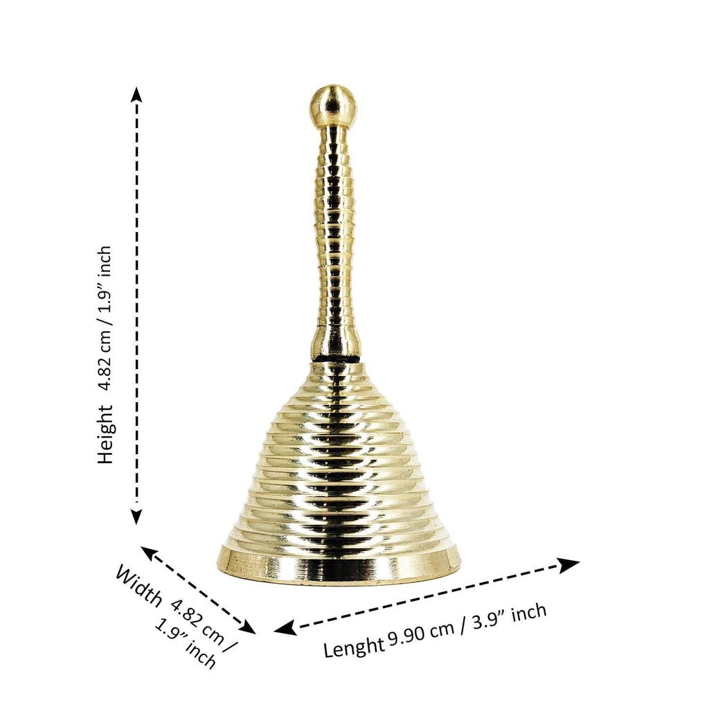 Craftvatika Brass Pooja Bell Ghanti for Mandir - Handbell for Puja Room, Home and Temple