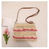IELGY Crossbody Lace Straw Bag, Lotus Leaf Color Woven Bag, Seaside Beach Vacation Bag