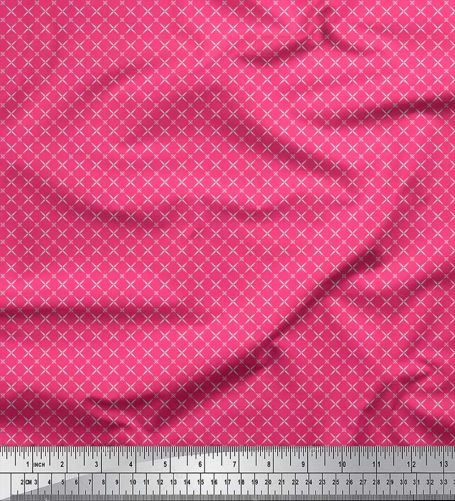 Soimoi Japan Crepe Satin Fabric Geometric Small Print Fabric by Metre 42 Inch