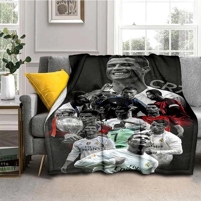 Pătură de flanel cu model Cristiano R-Ronaldo CR7, pătură multifuncțională pentru cadou de sărbători Pături calde și moi toate anotimpurile