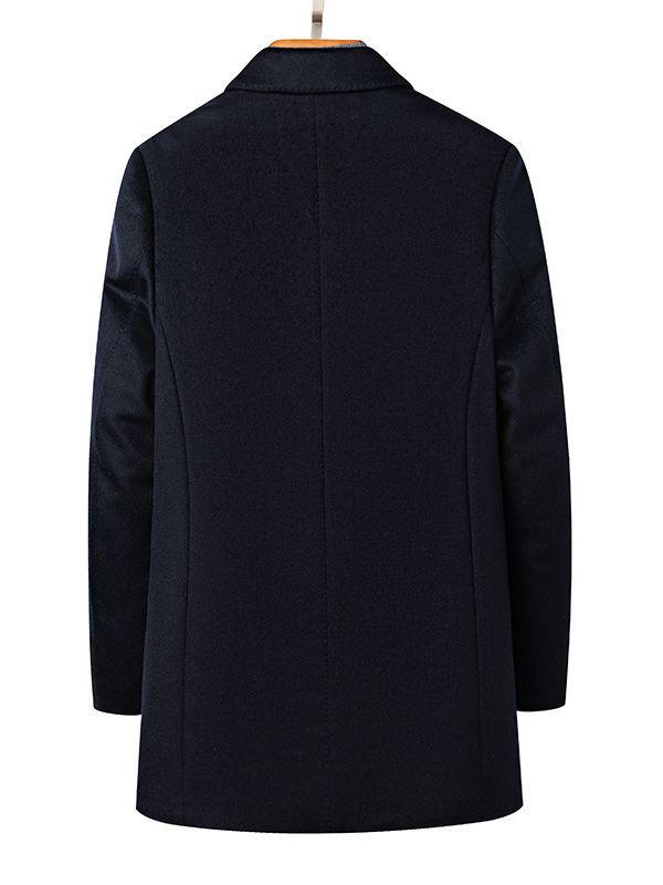 Men's Mid-Length Wool Coat with Goose Down for Autumn Winter - Cashmere Overcoat for Middle-Aged and Elderly