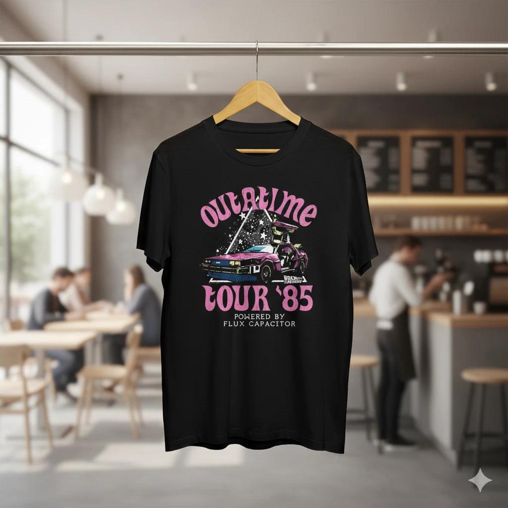 Unisex Adult Retro Music Back to the Future Outatime Tour 85 Delore... S