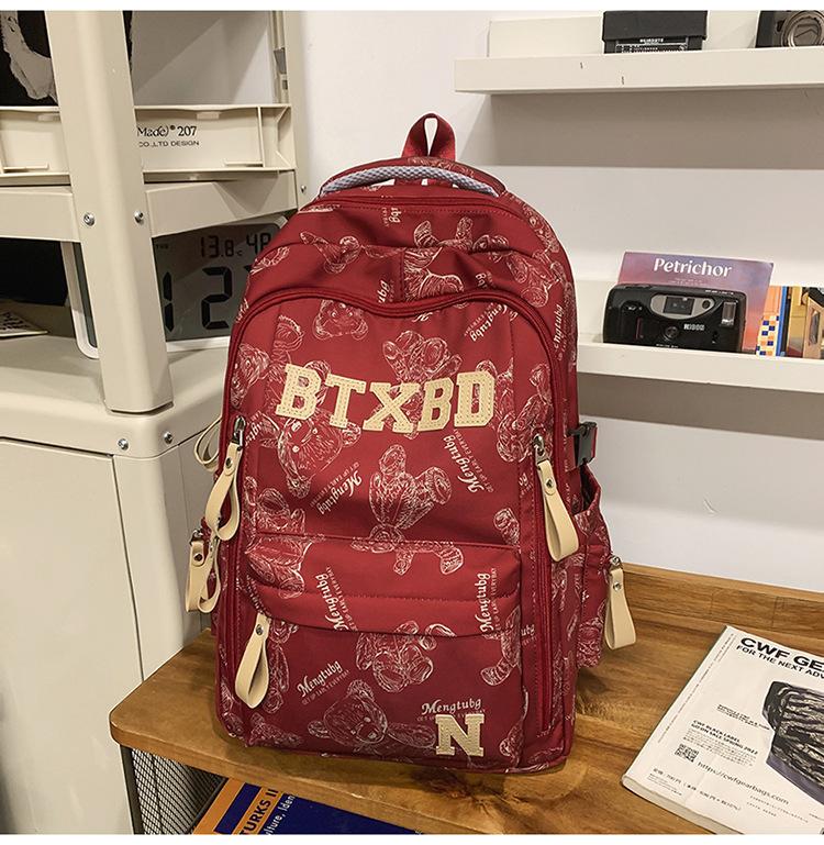 Casual Printed Schoolbag Male High School Student Fashion Large Capacity Backpack Female College Student Computer Backpack