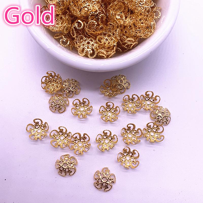 

New 150pcs 8/10mm Hollow Flower Findings Cone End Beads Cap Filigree DIY Jewelry Making 8mm