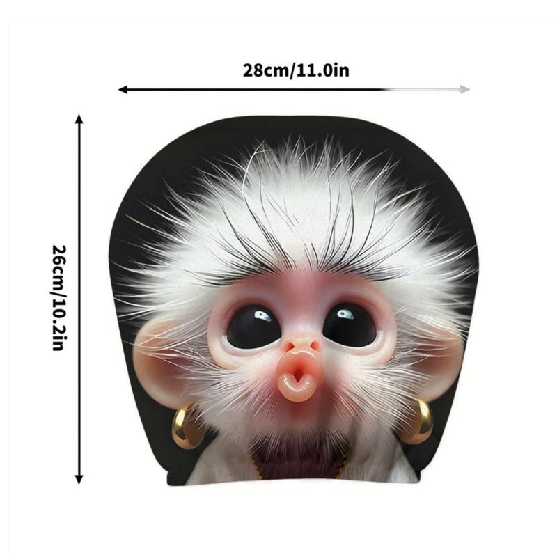 Vehicle Headrest Cover Pair, Monkey Print Polyester Car Headrest Slipcover Set for Plain Headrests During Daily Drives, Family Use, and Ride Share Use
