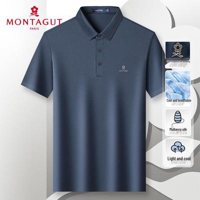 MONTAGUT Heren Korte Mouw Polo Shirt van Zijde Blend