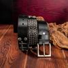 3.8cm Fashion Men Personality Skull-head Rivet Genuine Leather Belts Cool Punk Rock Hip Hop Pin Buckle Cowhide Belt with Holes