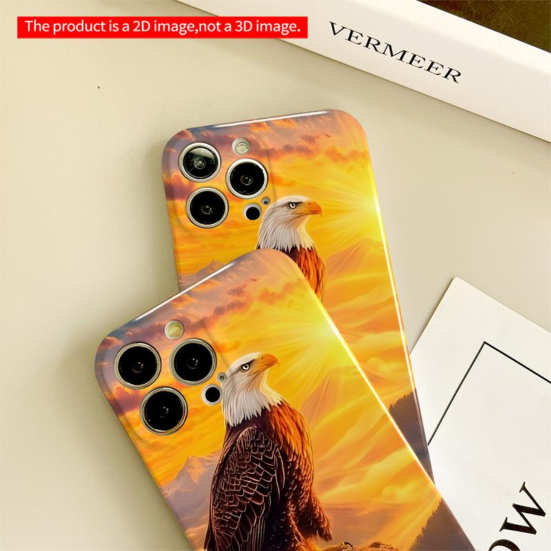 2DFlat Bald Eagle at Sunset Perched on Rock All inclusive film hard iPhone case, compatible with iPhone 18 Pro Max 17 16 15 14 13 12 11