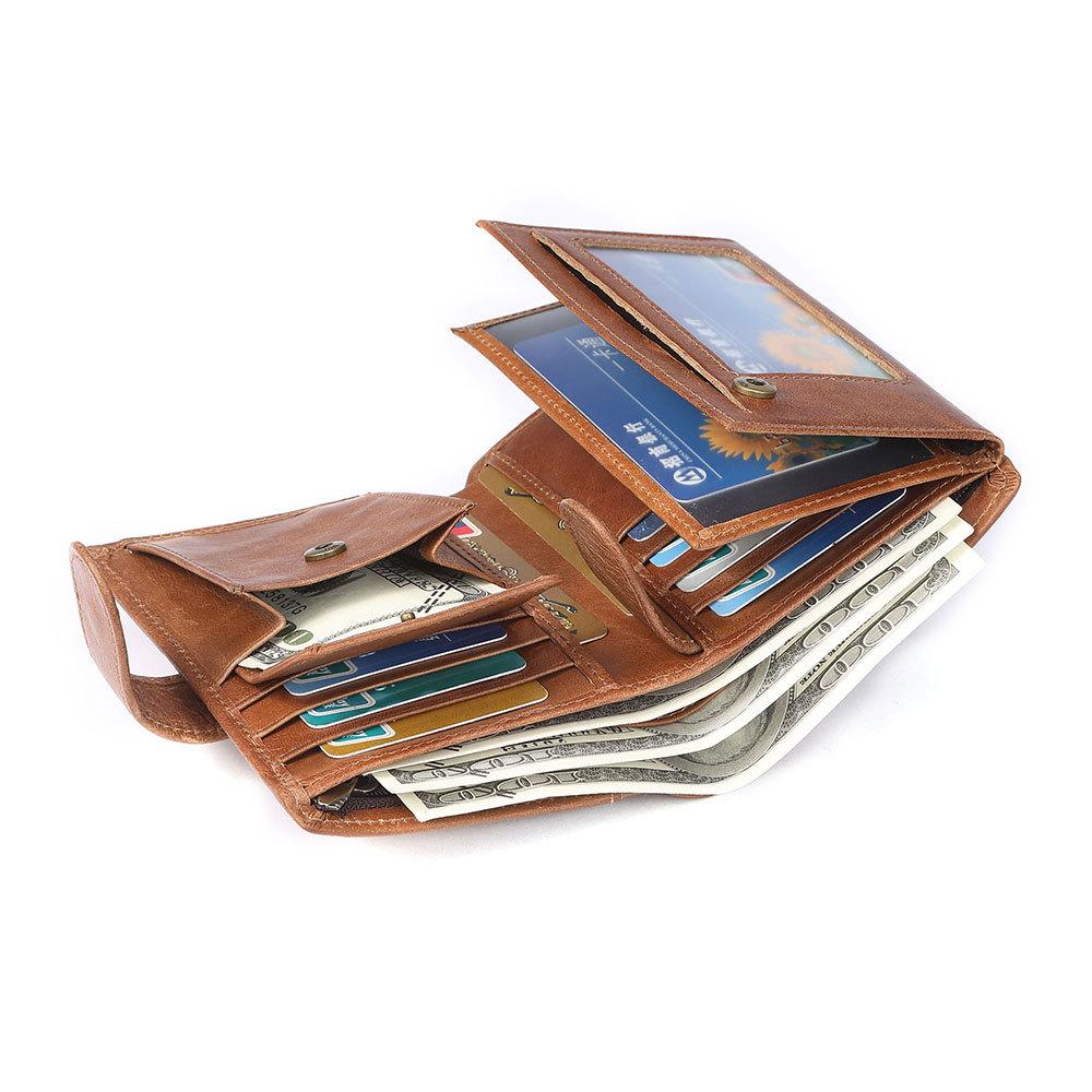 Portafoglio da Uomo Premium Borsa a Mano in Pelle Retro Portamonete da Uomo Portafoglio in Pelle di Vacchetta Grande Capacità Porta Carte