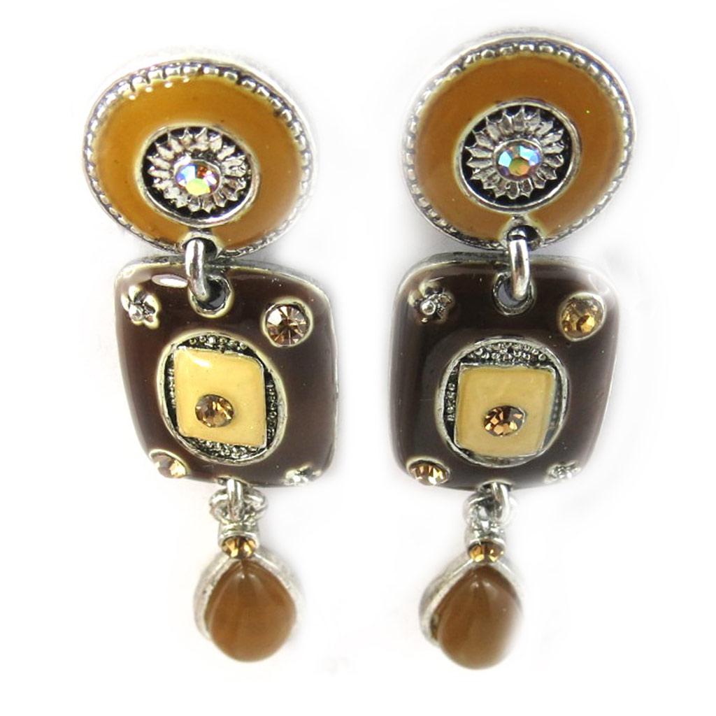 Les Trésors De Lily [F6019] - Brown 'Esmeralda' Designer Earrings
