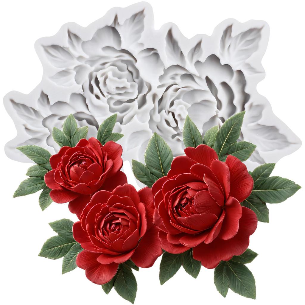Peony Flower Silicone Mold Flower Fondant Molds Cake Decorating Tools Theme Cake Dessert Decorated Chocolate Candy Mold