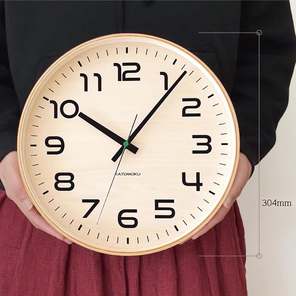 KATOMOKU Plywood Clock 23 Natural Wall Clock with Continuous Second Hand Controlled km-145NARC 304mm (radio Clock)