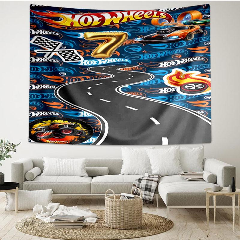 Hot Wheels Print Tapestry - Portable Wall Decor Cloth, for Home, Dorm, Travel, Bedroom, Living Room - Ideal Birthday Housewarming Gift