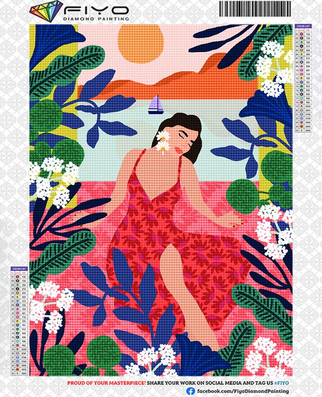 5D Diamant Malerei Tropical Bunte Mädchen Blume Diamant Stickerei Wand Kunst Kreuz Stich Bilder Für Wohnzimmer Wohnkultur quadro