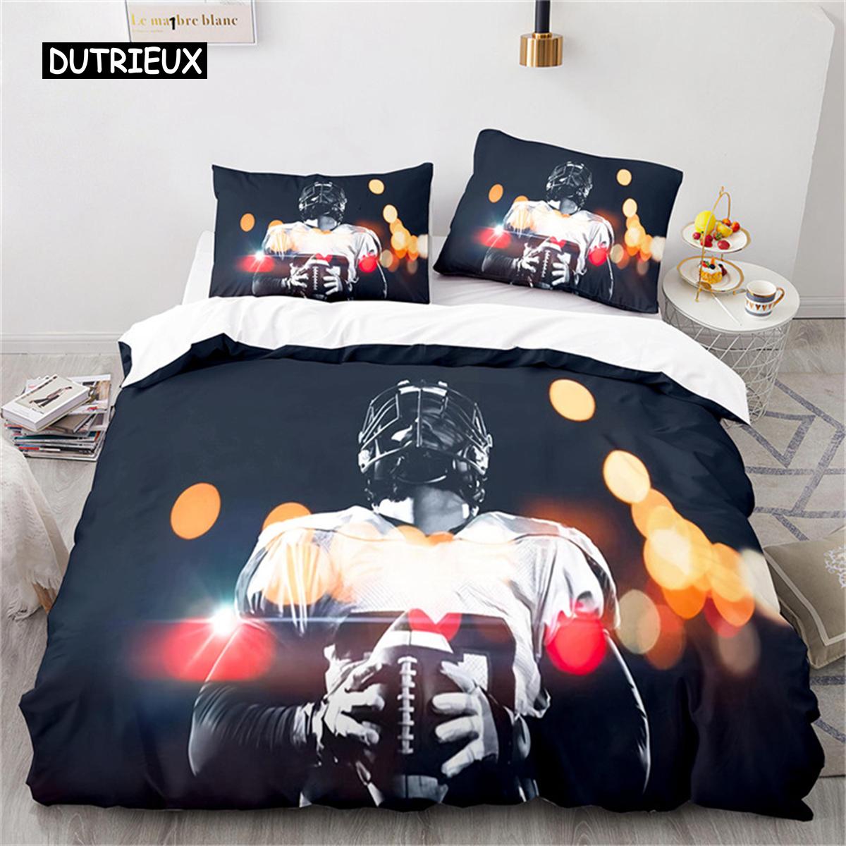 

Twin Boy Sports Duvet Cover Football Bedding Set Microfiber Ball Sport Comforter Cover for Kids Teen Men Gifts Bedroom Decor EU single(135x200cm)