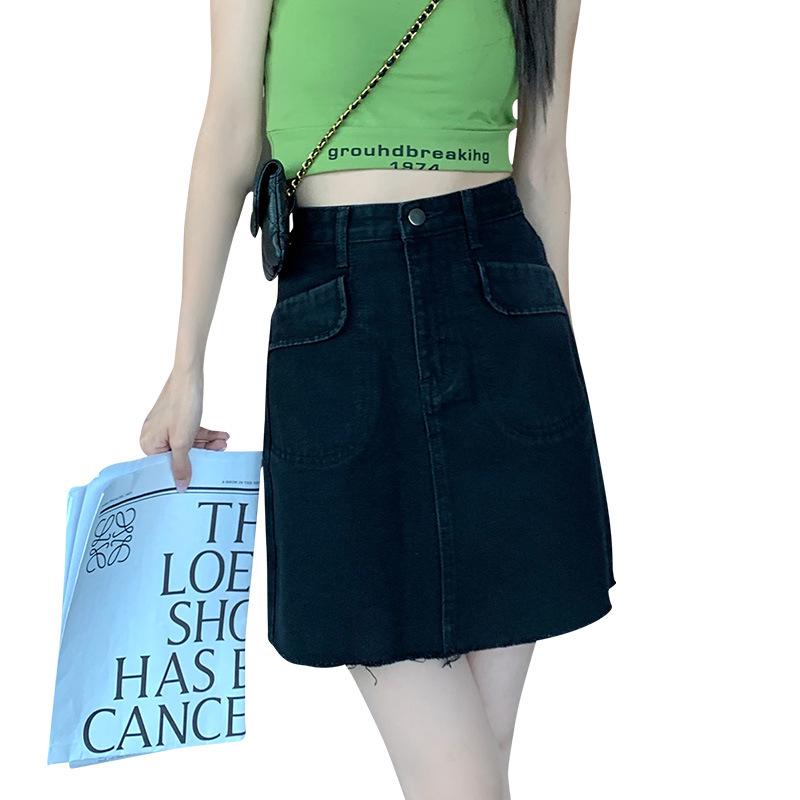 

Женская юбка, летняя корейская версия джинсовой юбки с высокой талией, юбка-сумка на бедрах