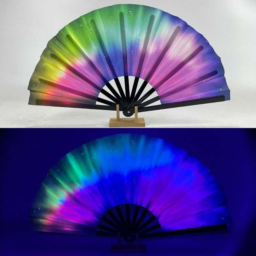 Ventilateur Psychedélique Néon Vibrant 13 pouces Papillon Ventilateur Luminescent Réactif aux UV Cosplay