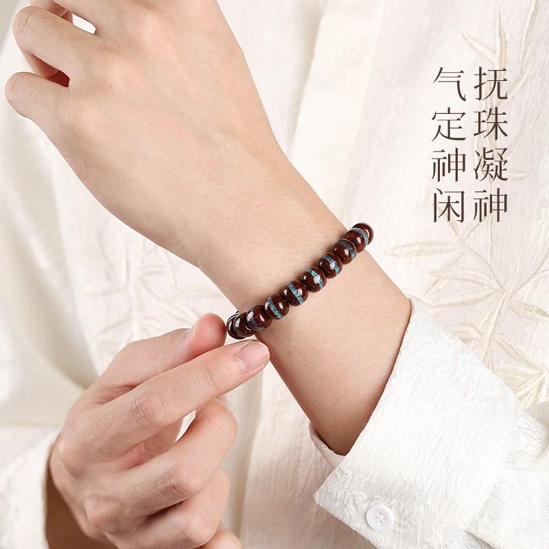 Natural Goldberry Seed Beaded Bracelet Opal Blue Line Handmade Men Women Daily Wear Jewelry Bijouterie
