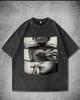 Unisex Short Sleeve Washed Graphic Tee Round Neck Casual Cotton T-Shirt