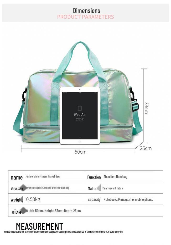 Large Capacity Colorful Shiny Fitness Travel Bag with Wet/Dry Separation - Versatile Crossbody Shoulder Bag