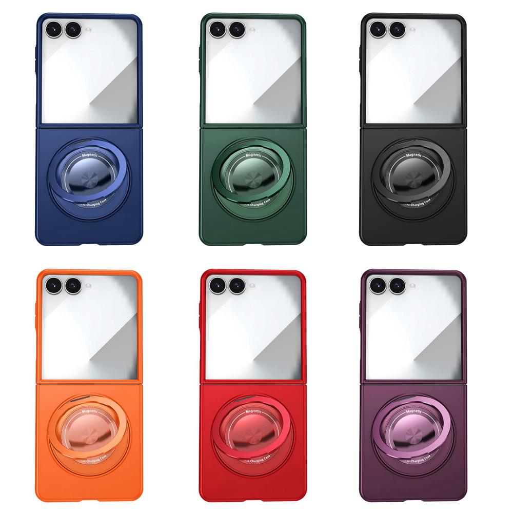 KEYSION 360° Roterende Magnetisk Ringstativ Telefondeksel for MagSafe for Samsung Galaxy Z Flip 7 5G Trådløs Lading Hardt Bakdeksel
