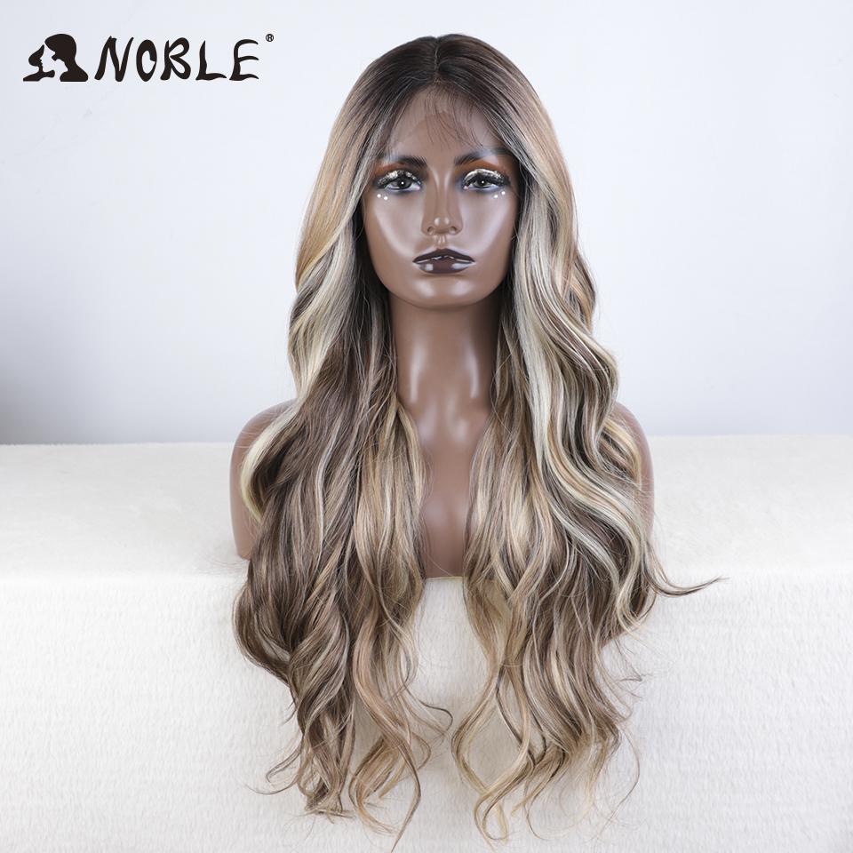 

Noble Synthetic Lace Front Wigs For Women Super Long Body Wavy With Baby Hair Lace Wig Brown Ombre Cosplay Wigs Heat Resistant (as the picture,130%&24inches&Lace Part Wig)