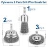 Professional Carbon Steel Wire Wheel Brush Bits - Rust Cleaning Attachment with 1/4" Hex Shank, Cup Brush