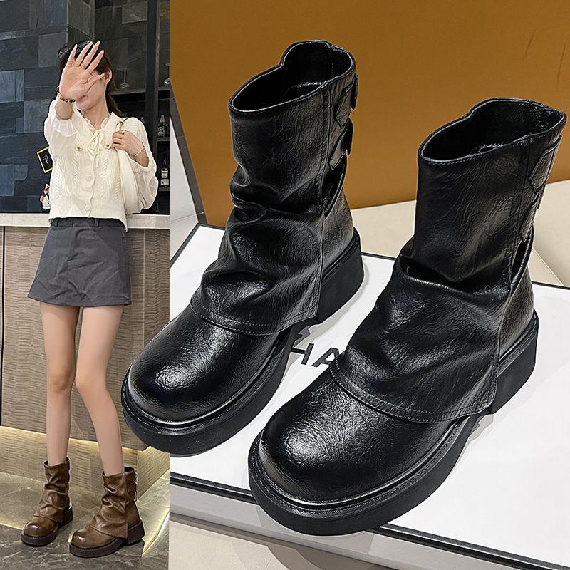 Long boots women's 2025 autumn and winter new fashion high boots Korean version ins tide boots horseshoe and platform knight boots