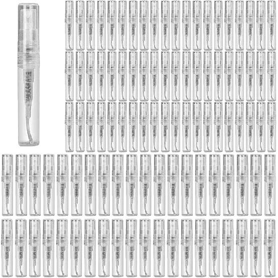 Mini Perfume Bottle 3ml 100pcs, Small Refillable Spray Bottle, Perfume Mouthwash Bottle for Cleaning, Travel, Essential Oils, Perfume