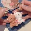 Couple Bear Puppy Magnet Keychain Bag Charm Baguette Friendship