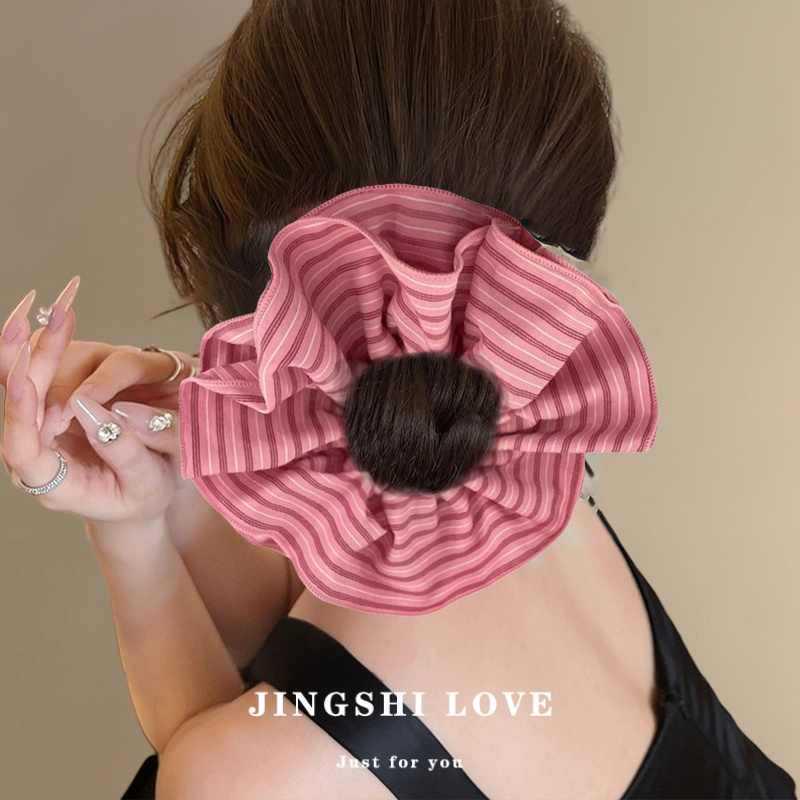 2025 Trendy High-End Pink Korean Style Large Intestine Hair Tie for Women