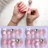 Handmade Cute Cartoon Bunny Pink Camellia Nail Art Creative Pet For Women Xs S M L Cream Hug Bunny Medium Wearable Style