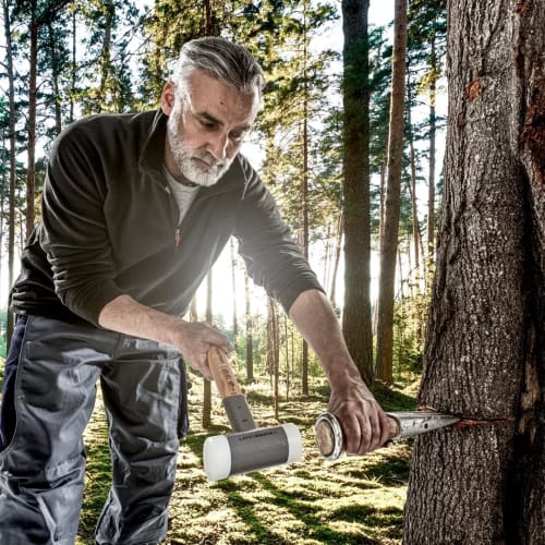 Rohmheld Halder Shockless Recoilless Supercraft Hammer with Hickory Handle and White Nylon Handle, 40mm Diameter, 3366.040