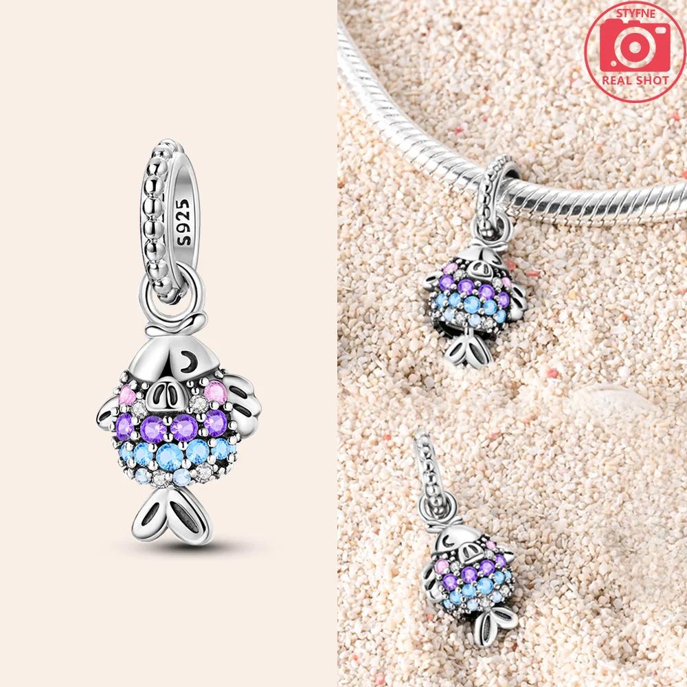 Exquisite Animal Firefly Blue Bow Dolphin Beads Fit Bracelet Charms Copper Original Jewelry Making Women Anniversary Gifts