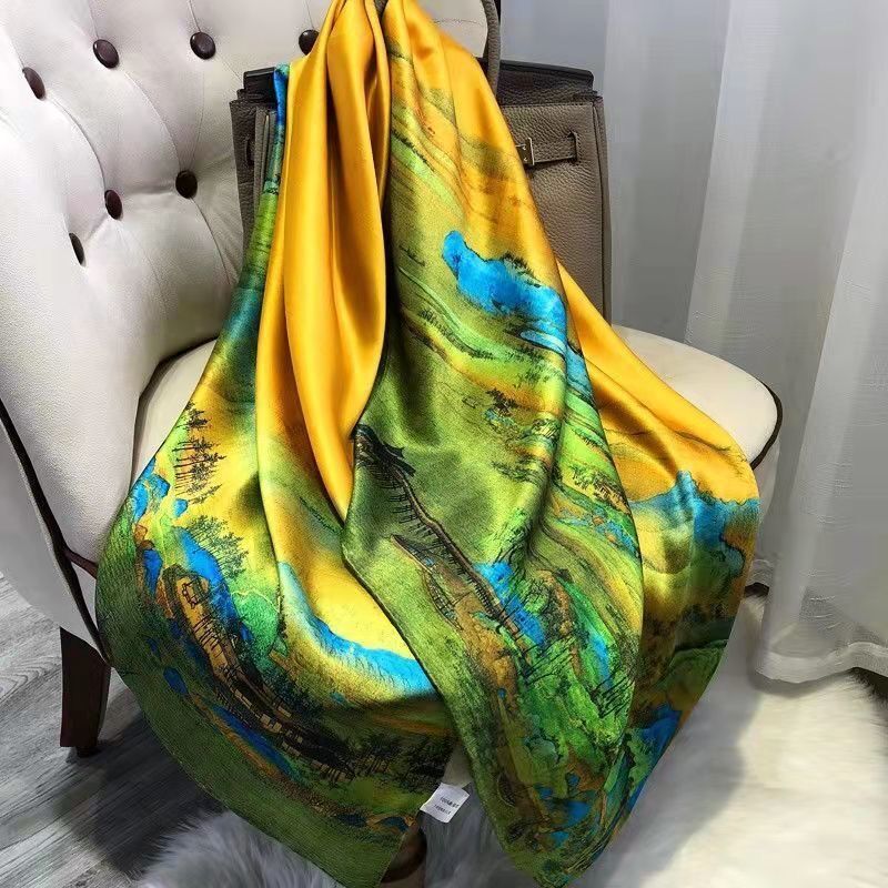 Women's New High-end Silk Spring and Autumn Summer Versatile Shawl Thin Sun Protection Neck Protection Fashionable Scarf