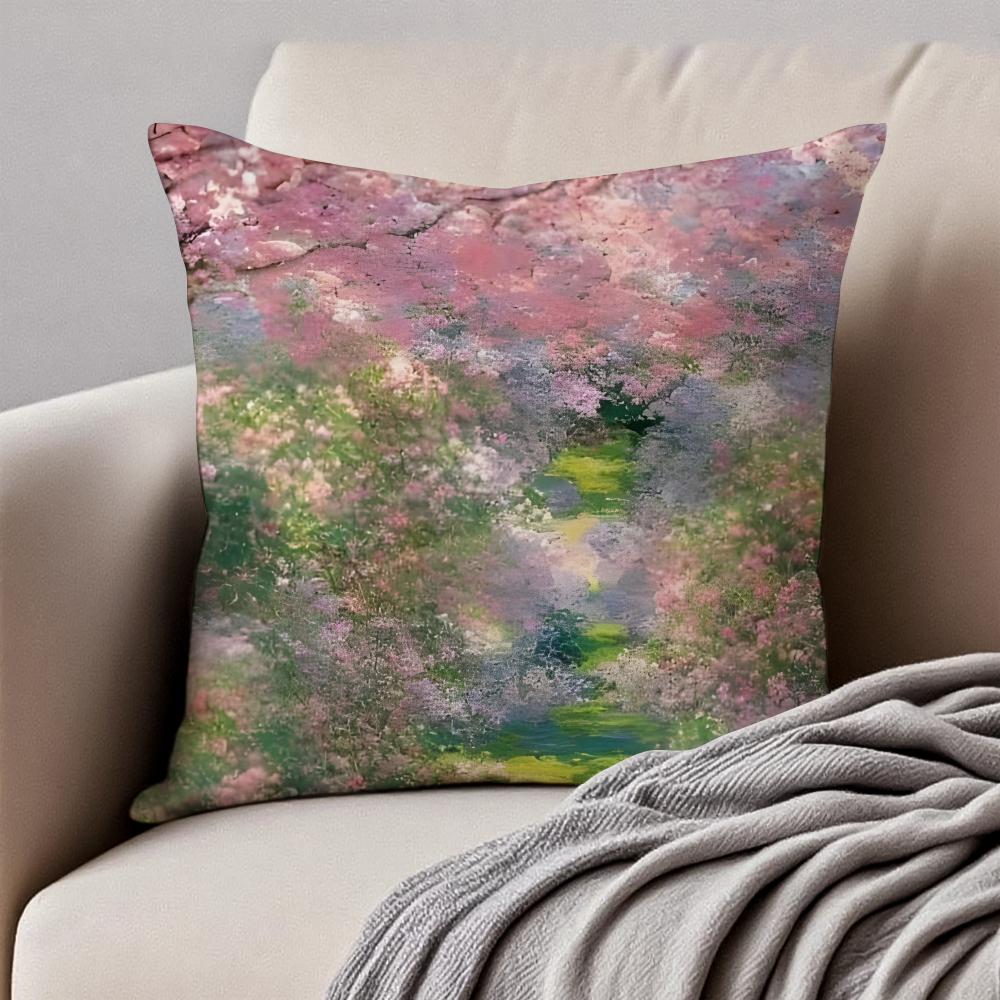 Famous Classic Oil painting Art CClaude Monet Cushion Cover Pillowcase Antidustmite Invisible Zipper Short Plush Sofa Cushion